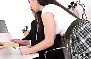 Meticulous schoolgirl gets teased and nailed by elderly trainer