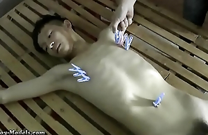 Roped Smooth Asian Guy BDSM together with Cum