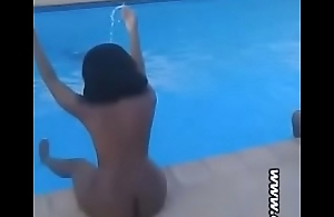 Beautiful African girls naked at pool