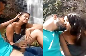 At this very moment Exclusive-Sexy Desi Suitor Kissing with the addition of Outdoor handjob