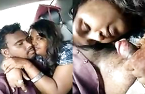 Today Exclusive-Telugu Latitudinarian Sucking Lover Dick On Car